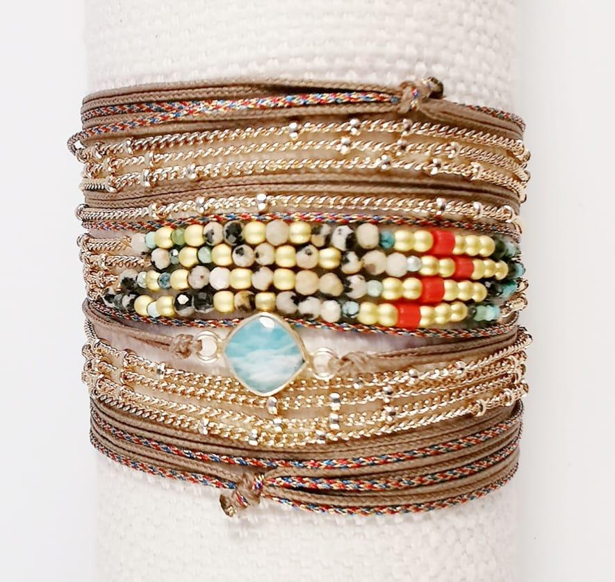 KEIKO BRACELET WRAP PRECIOUS STONES 4 CHAINS