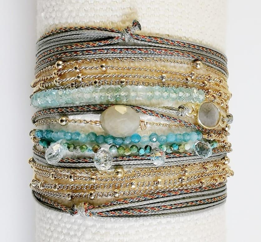 KIN BRACELET WRAP PRECIOUS STONES 3 CHAINS