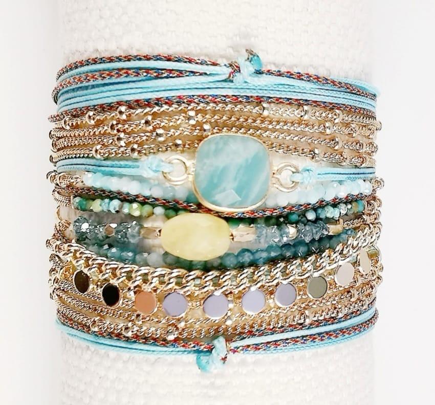 SANAE BRACELET WRAP PRECIOUS STONES 4 CHAINS